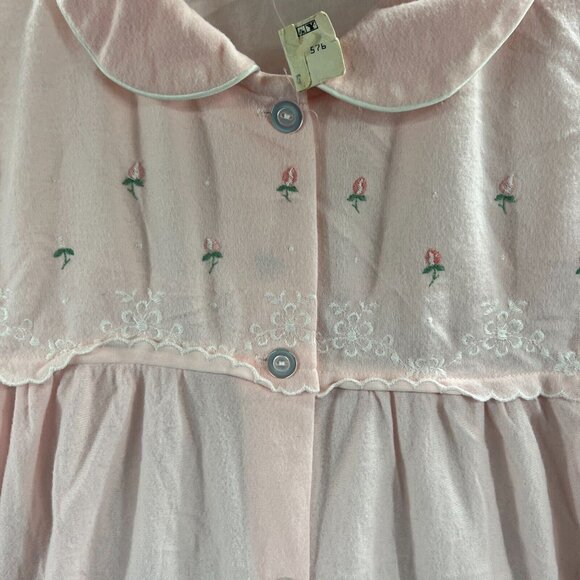 Vintage Carole Womens Robe‎ Medium Pink Embroidered Button Front Long Sleeve - Picture 3 of 9